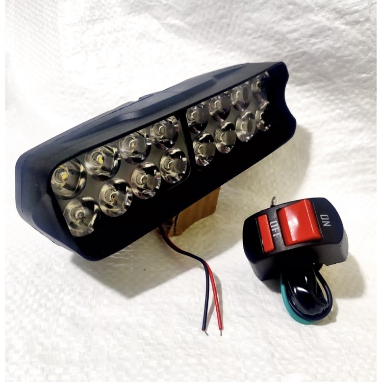 PAKET 2 pcs Lampu Tembak Sorot 15 Mata LED 12 VOLT 15 WATT 1 pasang 15 mata FREE SAKLAR ON/OFF