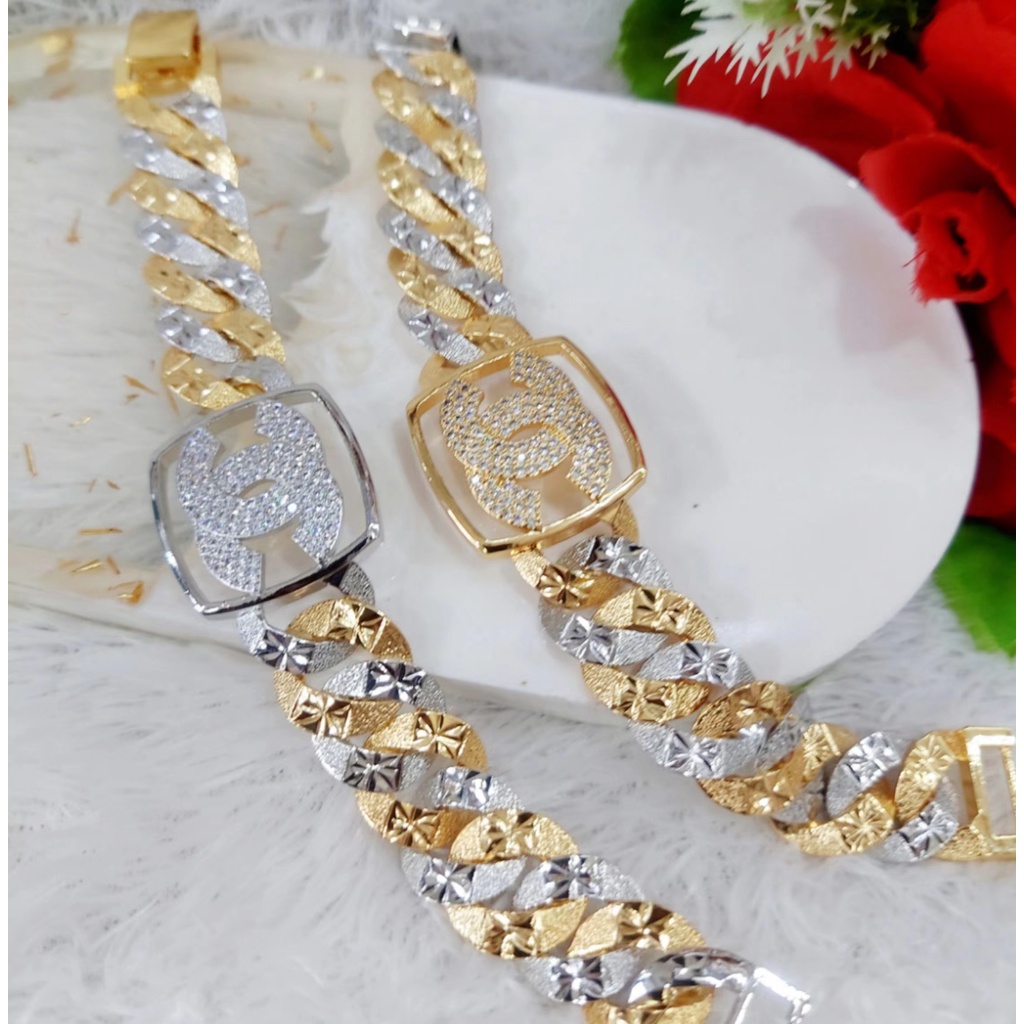 Gelang Xuping Permata Rantai Kombinasi Lapis Emas 18K F60.61