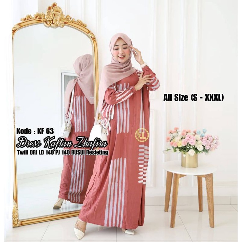 (Kode KF) Dress kaftan zhafira ori by Elzhaf batik