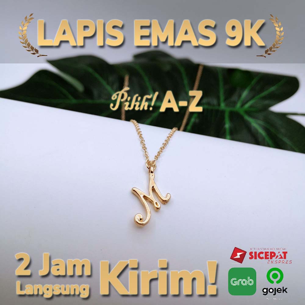 Kalung Huruf Inisial A-Z Lapis Emas 18K Kalung Wanita IMN111-M--M74