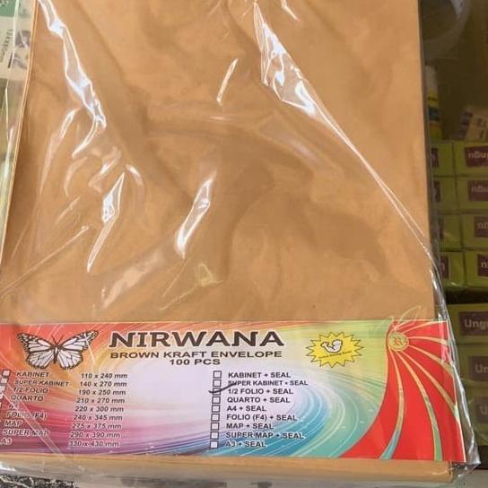 

★ Amplop Coklat Polos 1/2 Folio (C) dengan Lem Seal merk Nirwana (pak) ♨