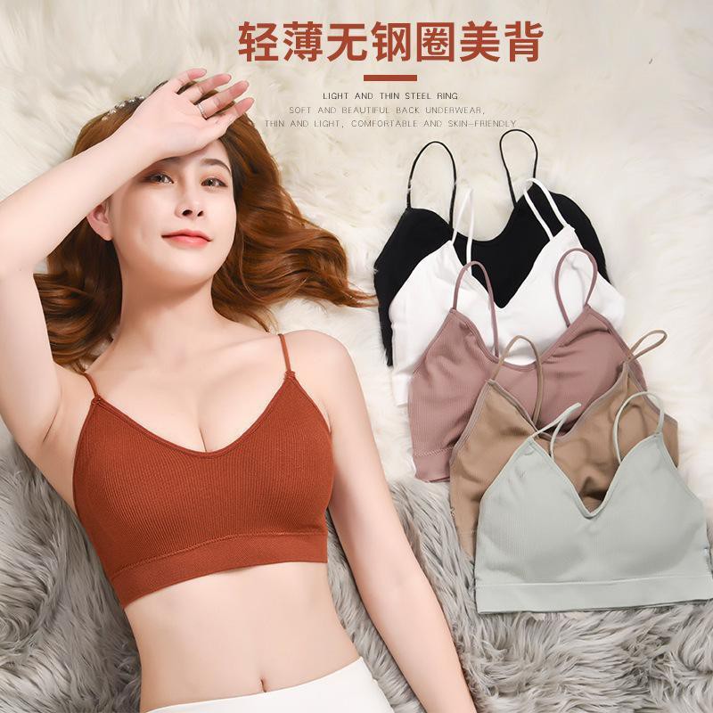 Blackpink Bra Sport Push Up Gaya Korea Elastis Untuk Wanita Bra Bralette Push Up V-Neck Korea Tanpa Kawat 1012