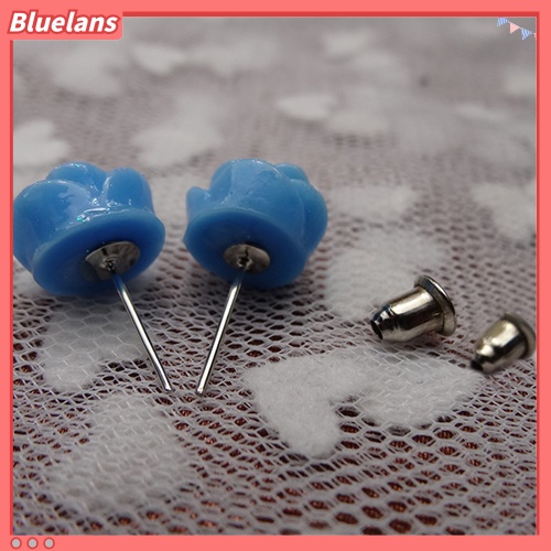 Bluelans 12 Pairs Women Fashion Rose Flower Mixed Color Flower Ear Stud Earring