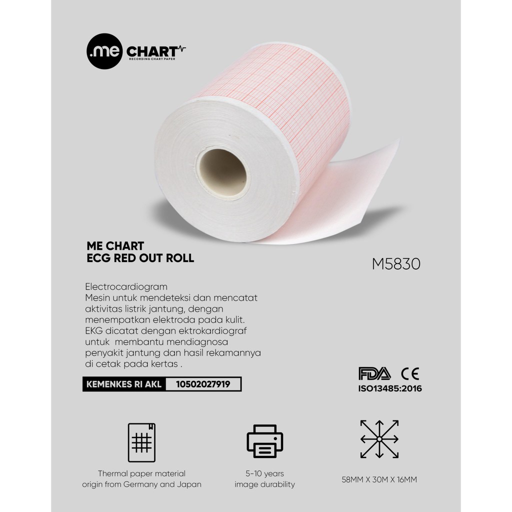 

ME CHART ECG RED OUT ROLL 58MM X 30M X 16MM