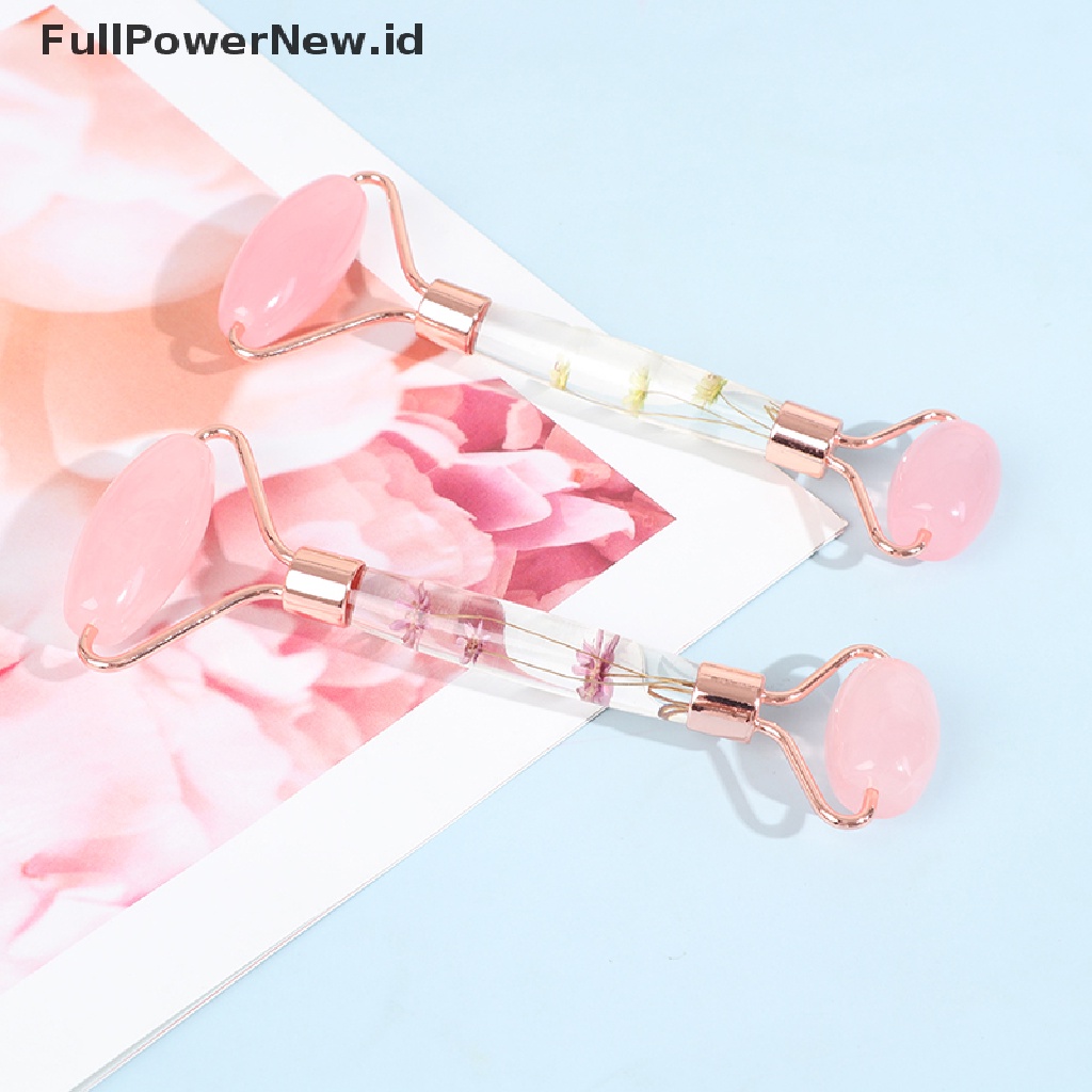 Roller Pijat Wajah Bahan Batu Giok Rose Quartz Gua Sha Untuk Menghilangkan Kerutan