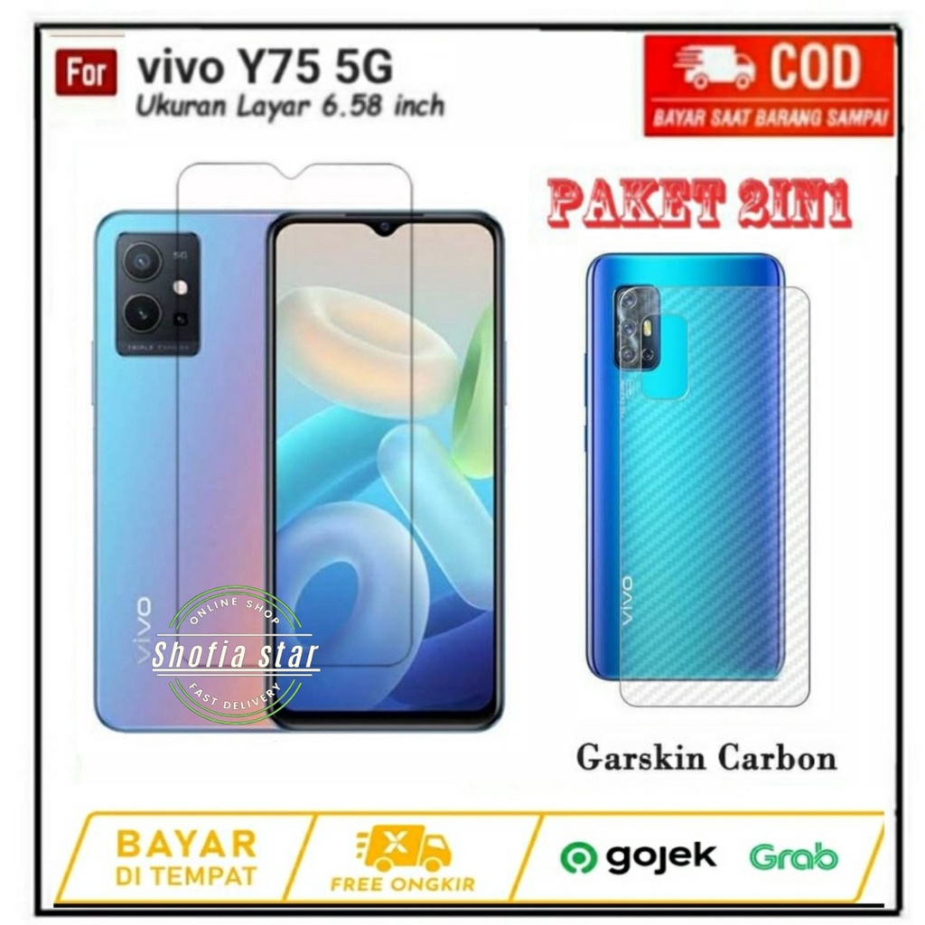 2IN1 TEMPERED GLASS BENING VIVO T1 5G Y75 5G TG LAYAR ANTIGORES KACA FULL COVER