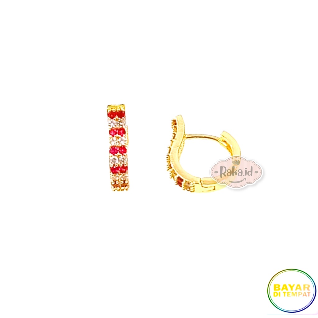 RAKA Acc - Anting Wanita Xuping Gold Perhiasan Cantik Wanita Lapis Emas 18k Model Merah Putih 023