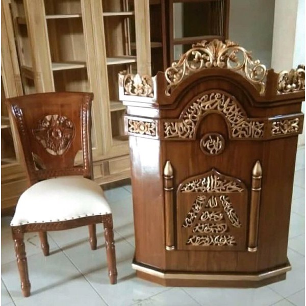 mimbar masjid dan kursi jati mebel jepara