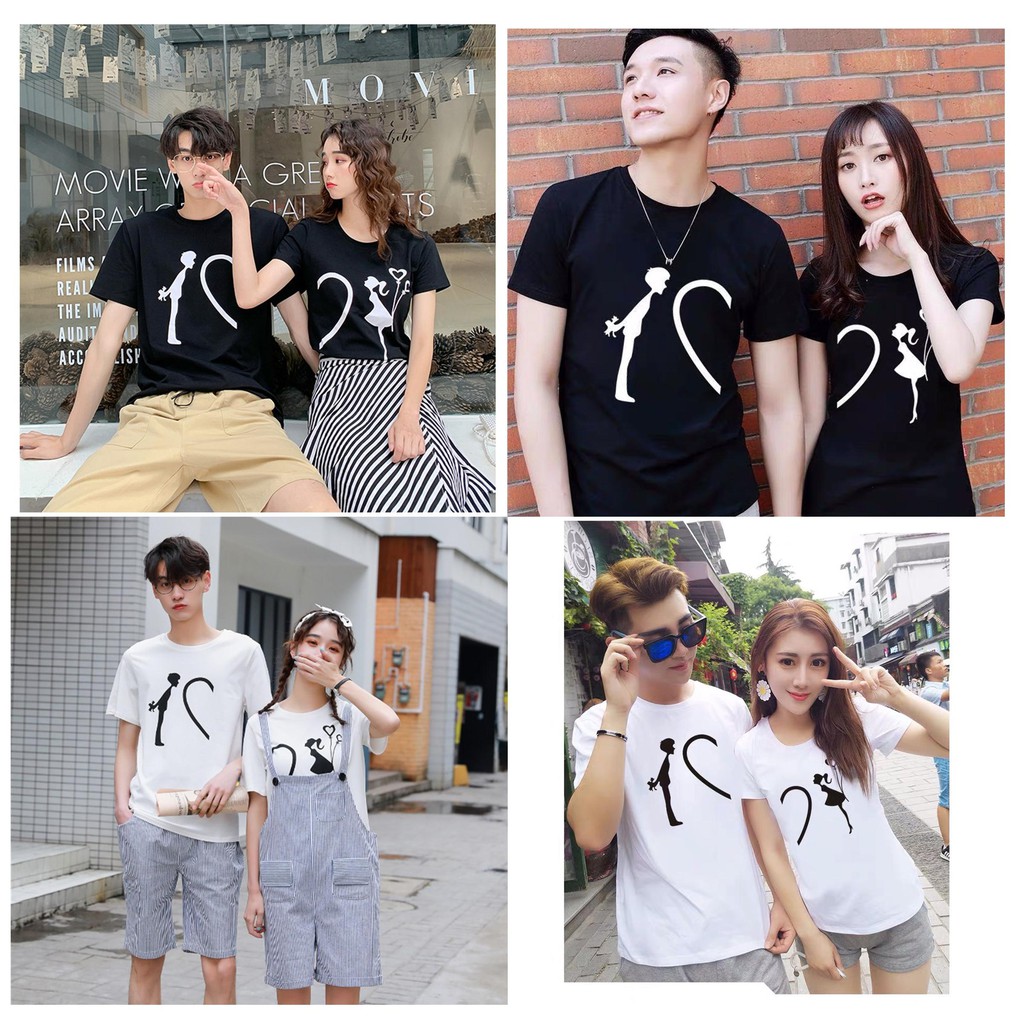 baju couple murah kaos copel pasangan serasi kado valentine baru berkualitas Siluet Love ...