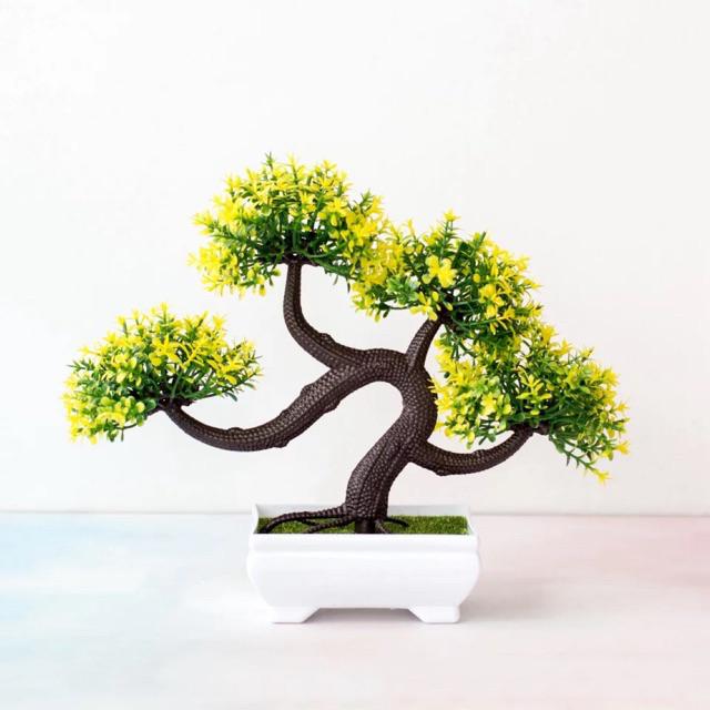 AM350 Bunga plastik / Pajangan bunga Artifisial / modif 4 bola  Vas Petak-Kuning