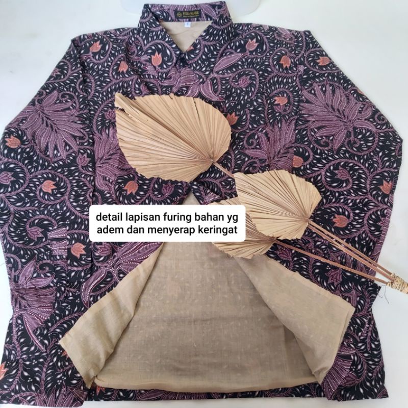 Couple Rok Lilit dan Kemeja Batik Pria Katun Primisima 40S Warna Lilac