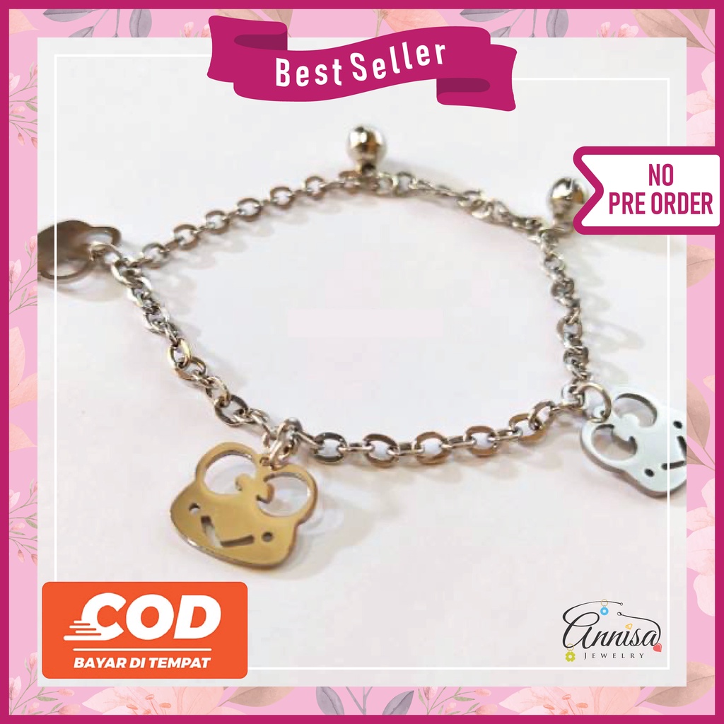 Gelang Rantai Keroppi Silver Monel