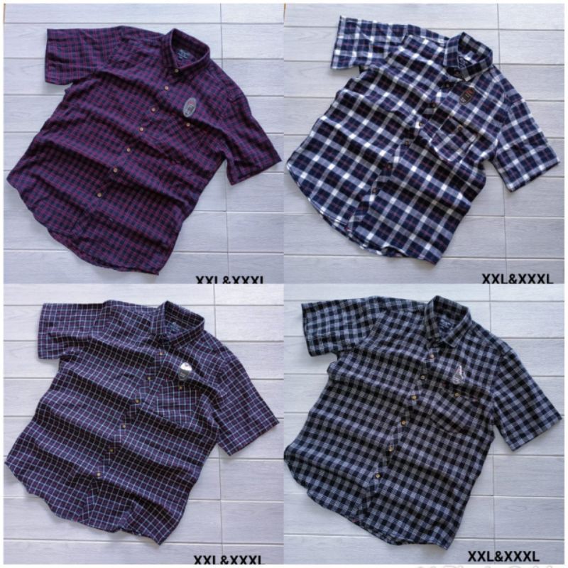 FLANEL LENGAN PENDEK UKURAN JUMBO|XXL-XXXL