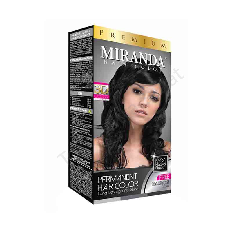 CAT RAMBUT MIRANDA WARNA HITAM Hair Color Premium Natural Black (MC-1) 30ml / SEMIR RAMBUT / PENGHIT