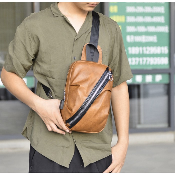 Tas Selempang Kulit Pria Slingbag Usb Tas Slempang Pria 916