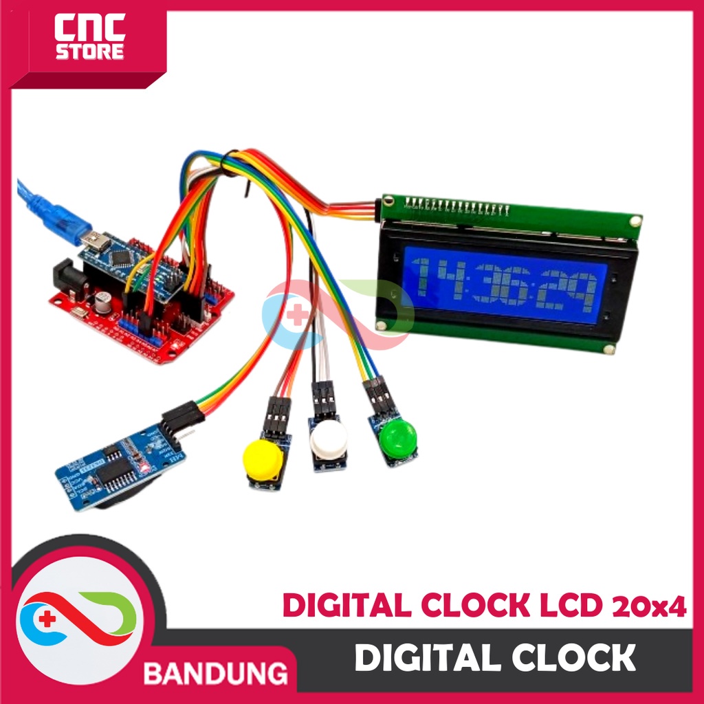 KIT DIGITAL CLOCK LCD I2C JAM DIGITAL ARDUINO PAKET LENGKAP