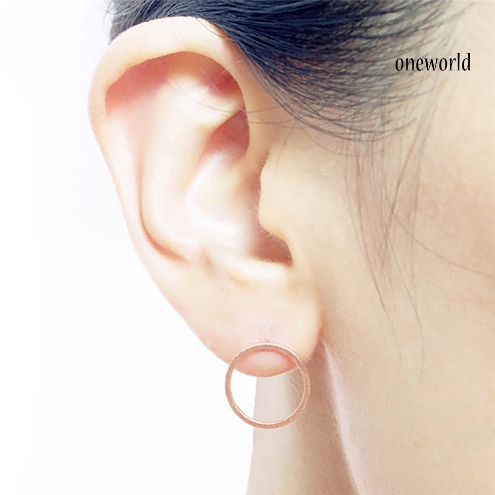 OW@ Fashion Simple Hollow Circle Charm Ear Stud Earrings Women Party Jewelry Gift