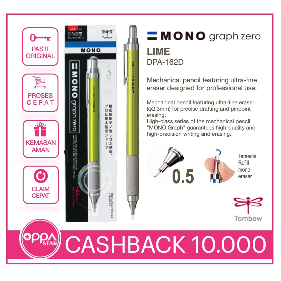 

Pencil Pensil Mekanik 0.5 Tombow Mono Graph Zero Lime DPA-162D pcs