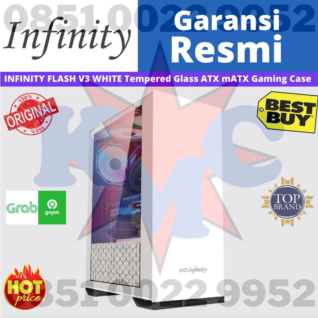 Casing Infinity Flash V3 Tempered Glass ATX MATX Gaming PC Case