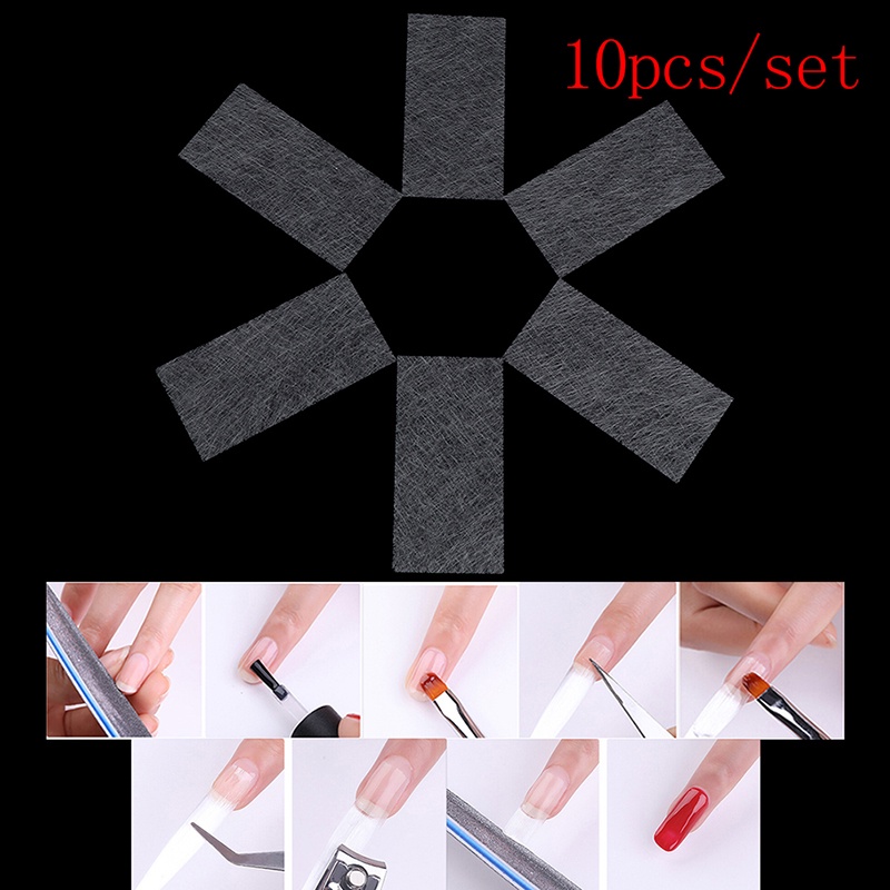 [FULL] 10Pcs/set Silk Fiber Nail Form Acrylic Tips Extension Gel Nail Glass Paper Tool