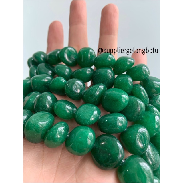 manik Batu alam Giok Burma 14 x 12mm bahan gelang kalung berserat akik