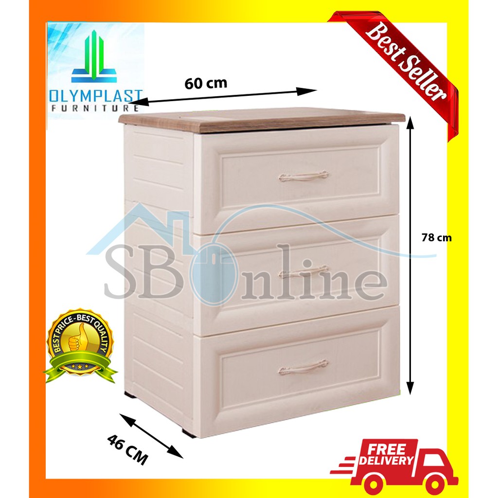 Drawer Cabinet Lemari Laci Plastik Classic 3A Olymplast ODC 03 C A