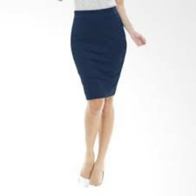 Rok span formal pendek navy/biru dongker