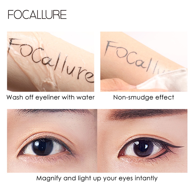 FOCALLURE Waterproof Eyeliner Black Eyeliner Tahan Lama Tahan Air (BPOM &amp; 100%ORI)