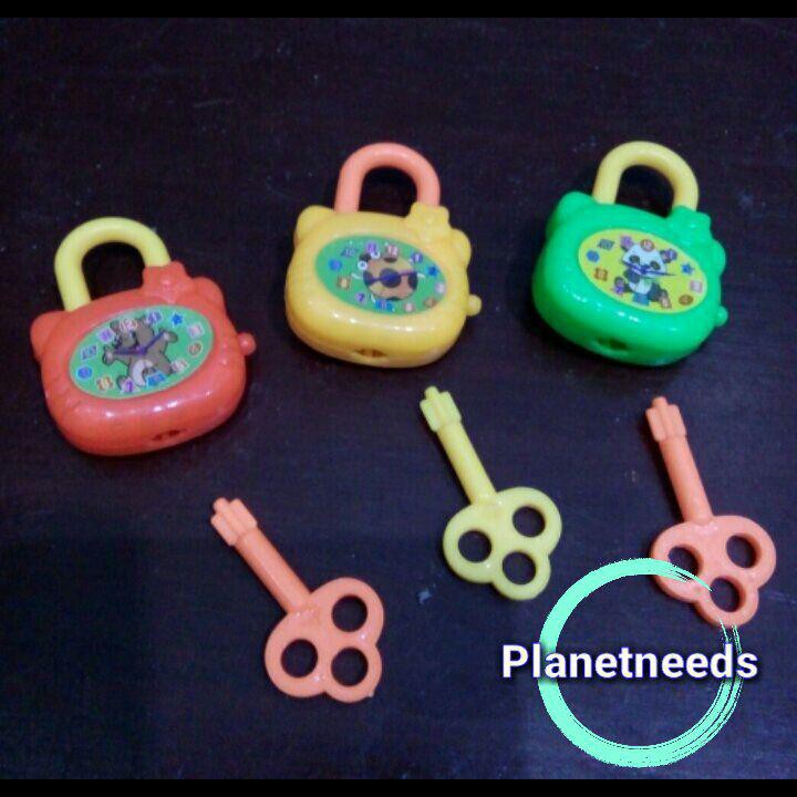 Mainan Gembok Kunci Mini Gembok gembokan Set Mainan Gembok Plastik Unik