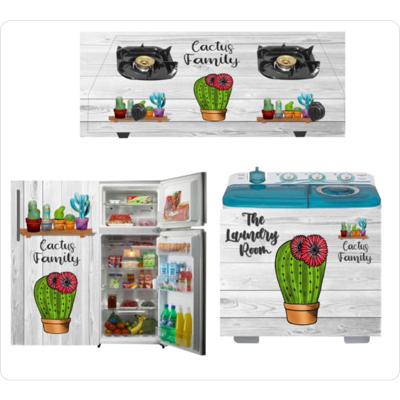 stiker kulkas satu pintu dan stiker kompor gas dua tungku dan stiker mesin cuci