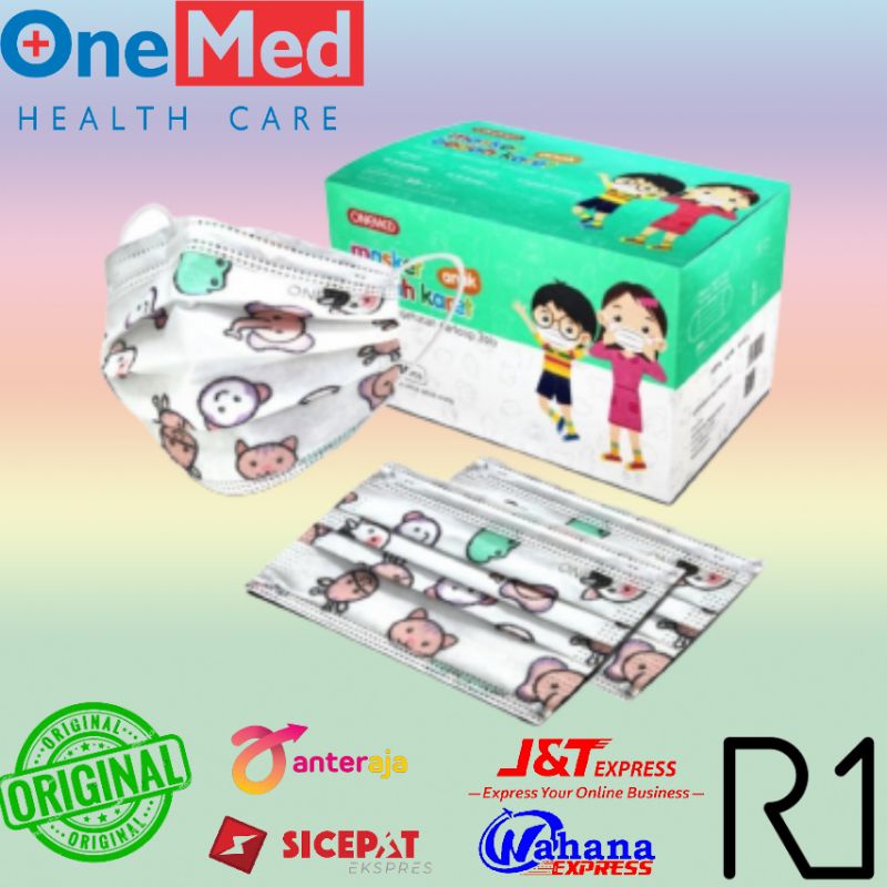 masker medis anak onemed earloop isi 50pcs per box