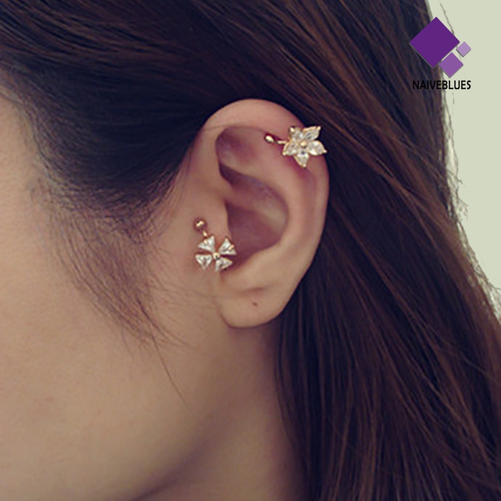 1pc Anting Ear Cuff Bentuk U Desain Bunga Bahan Alloy Tidak Pudar Untuk Pesta