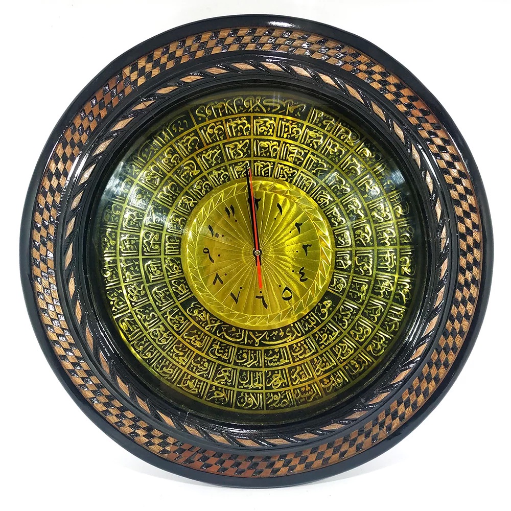 Jam Dinding Kaligrafi Arab Asmaul Husna Kayu Jati