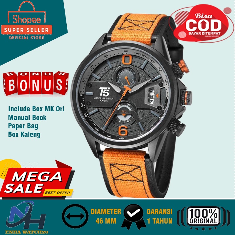 PROMO Jam Tangan Unisex T5 H3584G Strap kanfas Anti Air Jam Pria Wanita Terbaru gaul kekinian Ori Ga