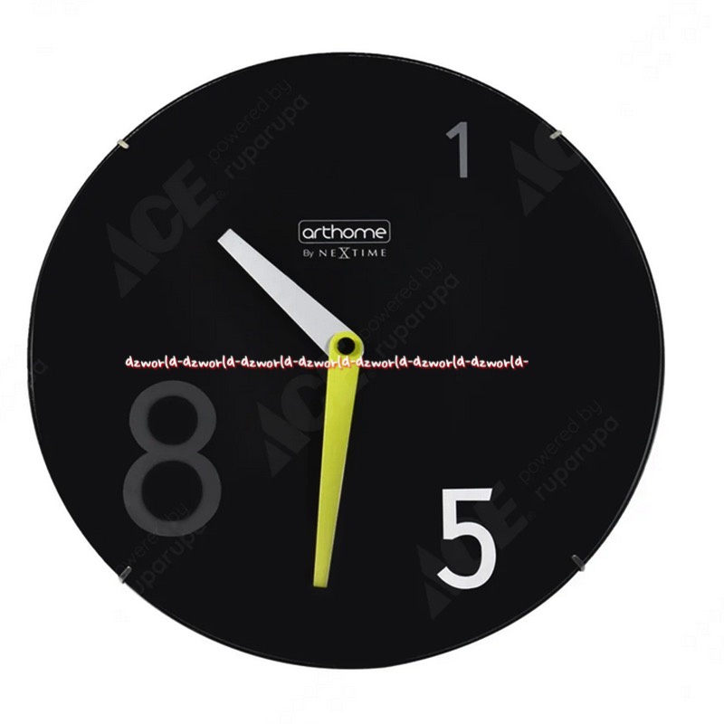 Arthome Nextime Black Wall Clock 35cm Jam Dinding Bulat Angka Besar 35cm Dome Hitam Art Home