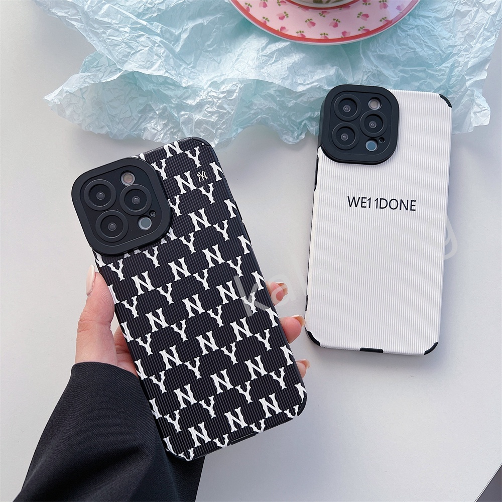 Case Motif Garis Vertikal Warna Hitam Putih Untuk iPhone 13 Pro Max 7 8 Plus Xr X Xs Max