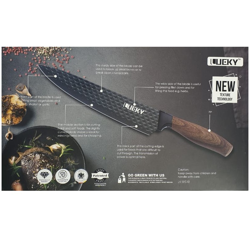 Kitchen Knife Antibacterial Coating / Pisau Dapur Set / Diamond Cut Blade