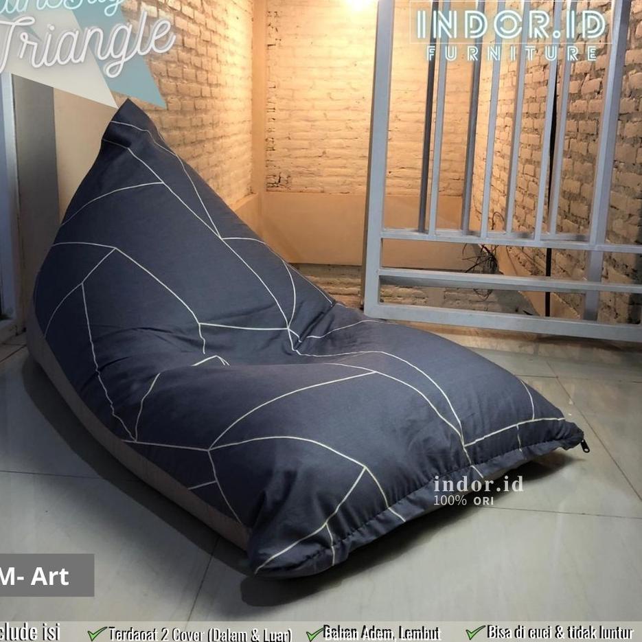 Bean Bag Triangle Plus isi Size Medium Dewasa Motif/ Kursi Santai Bean Bag  ✓