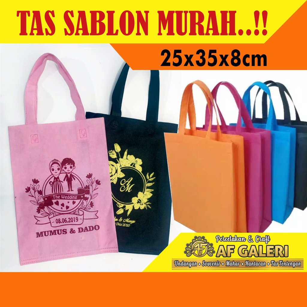 

TAS SPUNDBOND 25X35X8 SABLON / TAS SPUNBOND TALI / GOODIE BAG / TAS HAJATAN