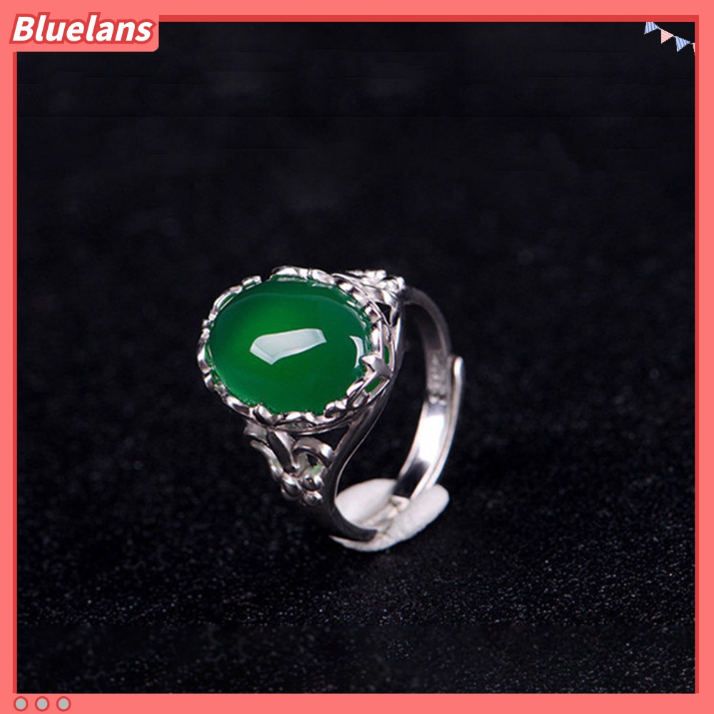 Cincin Wanita Hias Batu Permata Zamrud Buatan Gaya Vintage Untuk Pernikahan