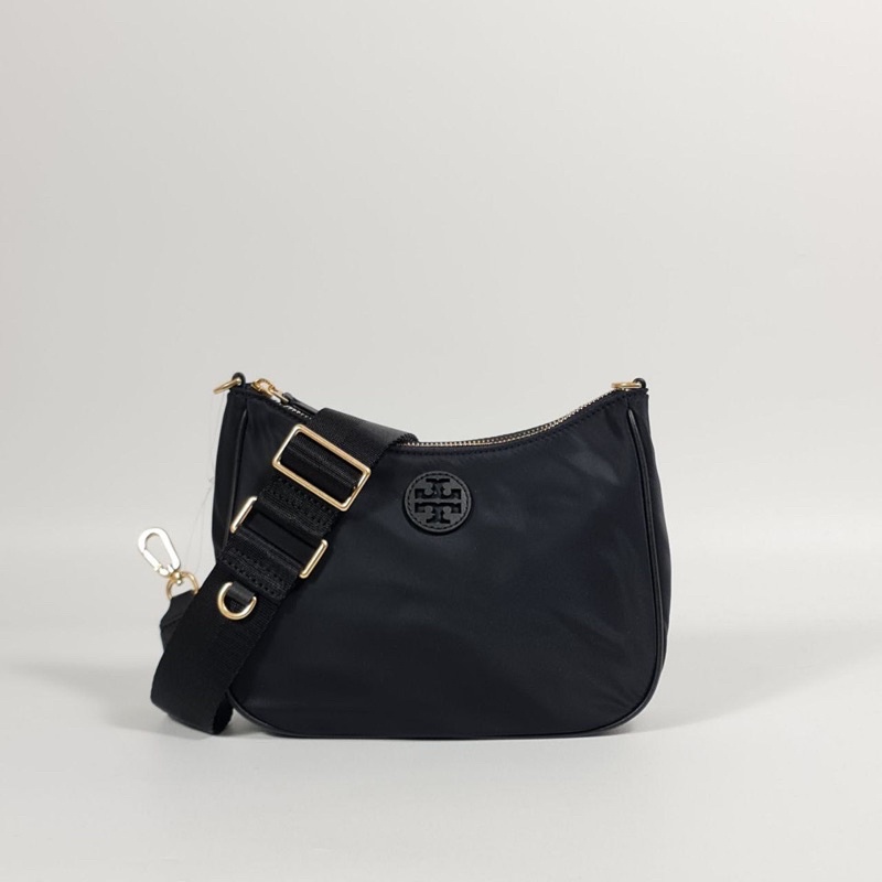 TB NYLON WEB MINI HOBO TORY BLACK