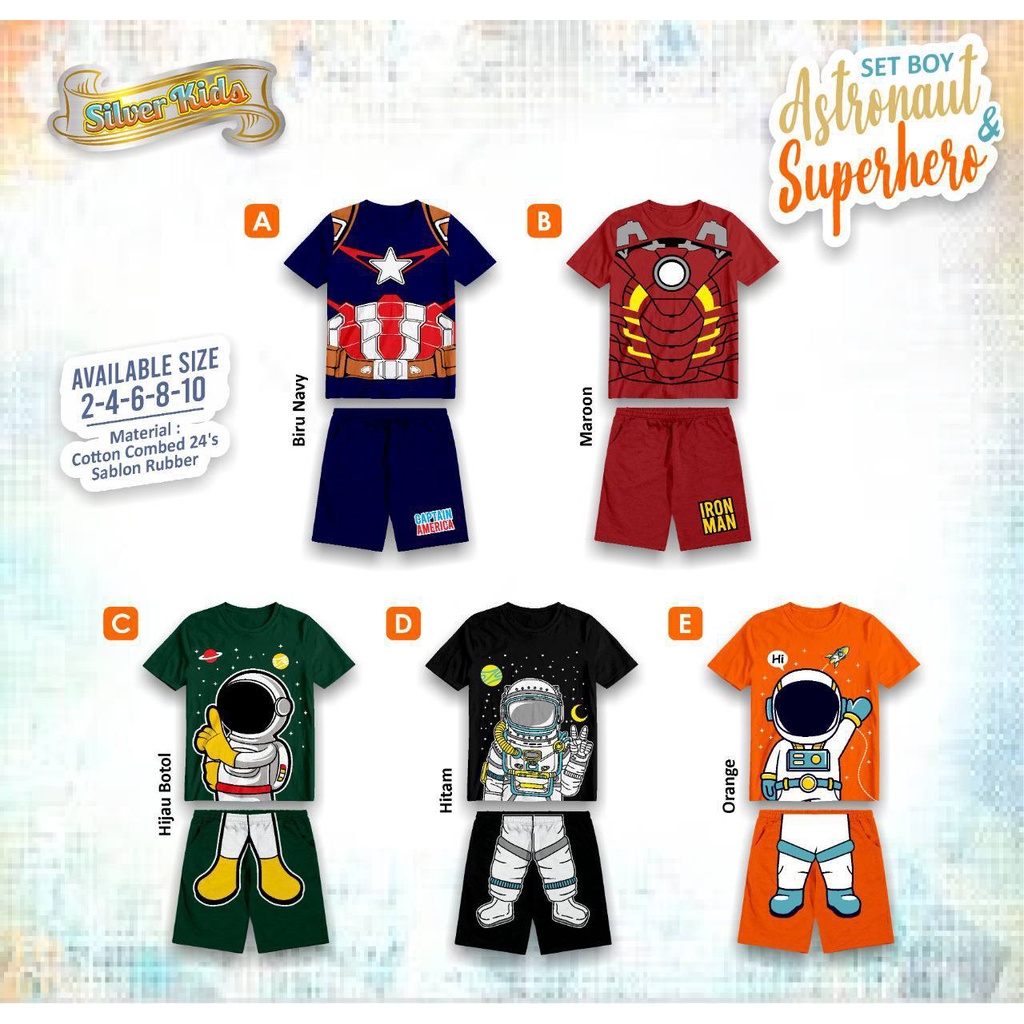 Setelan anak Mix Superhero Astronot by Silver kids