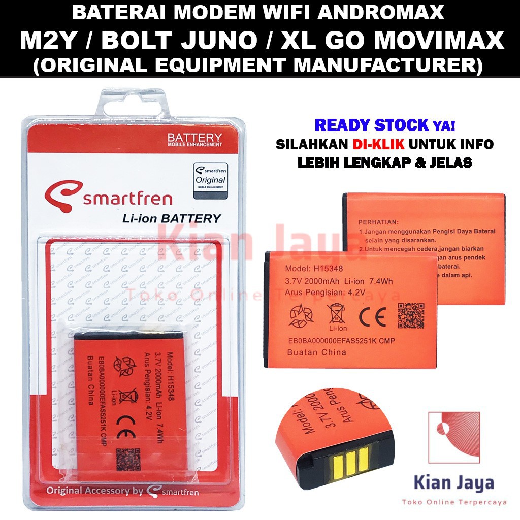 Baterai Modem Wifi Smartfren Andromax M2Y, H15438, Bolt Juno, XL Go MovieMax Ori OEM Battery