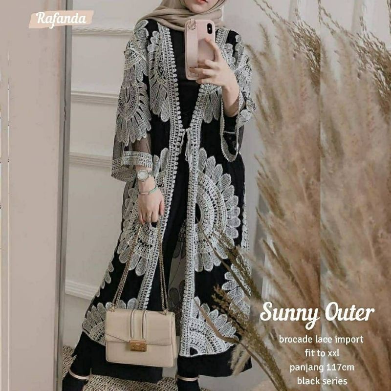 Sunny Outer, KARDIGAN WANITA MUSLIM BAHAN BRUCADE LACE IMPORT LD 130 TERJUMBO TERMURAH TERLARIS OOTD MODIS