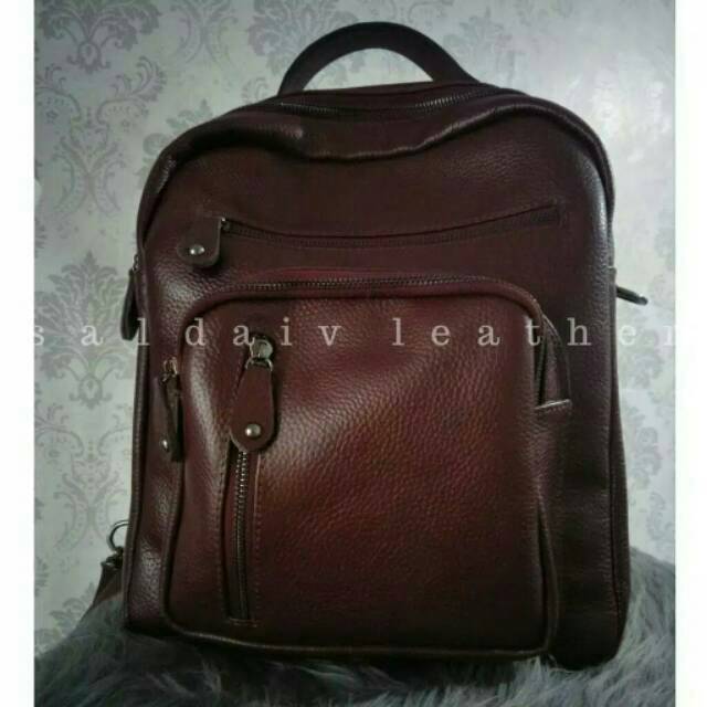 [Size L JUMBO] Tas Ransel Kulit Asli SDL102