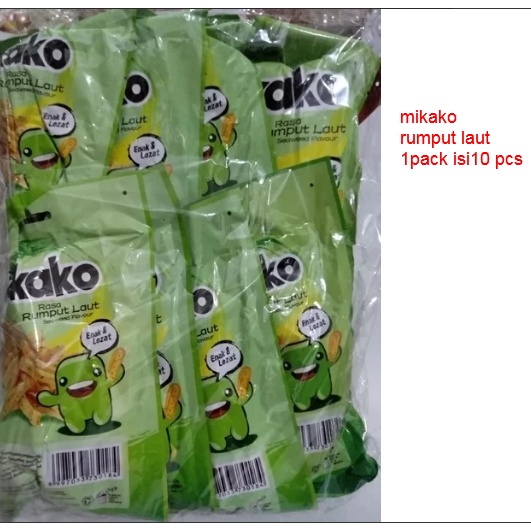 Mikako Snack Rasa Rumput Laut 1 Pack isi 10 pcs enak dan lezat