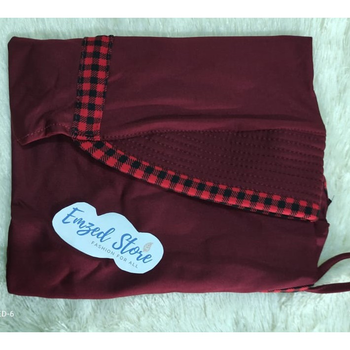 [COD] Termurah -  Jilbab Instan Serut Kotak | Hijab Serut Inayah Jilbab Jersi Serut Jersey Jumbo-Maroon