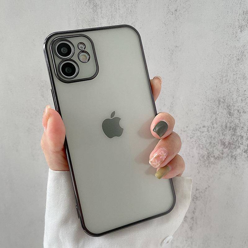 Soft Case Silikon Transparan Frosted Electroplating Untuk iPhone 13 12 11 Pro MAX Mini X XS MAX XR SE 2022 2020 6 6S 7 8 Plus