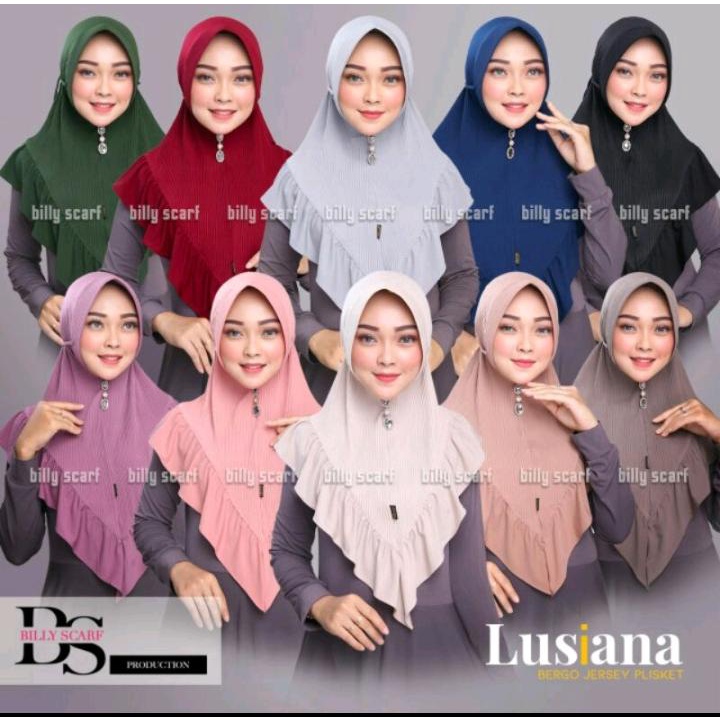 HIJAB JILBAB BERGO LUSIANA PLISKET ORIGINAL BILLY SCARFT