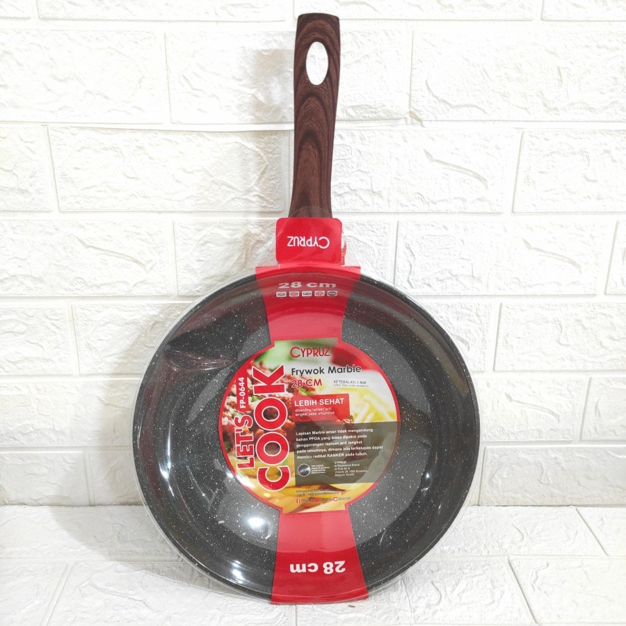 Deep Fry Wok Cypruz Wajan Induksi Ceramic Marble Kuali Penggorengan 28 cm